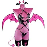 KORURACLUB Succubus costume premium pu cosplay lingerie for women wing devil lingerie