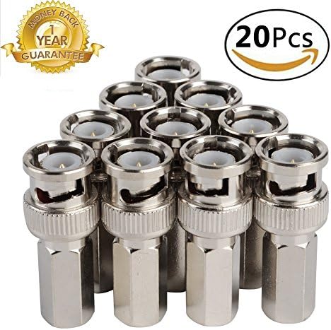 LLNRC BNC Male Twist-on Connector, RG59 Coaxal Cable Adapter for CCTV Security Camera and Other Video Cabling Applications 10Pairs/20PCS