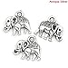 Lucky Elephant Charm Pendants 90 Pack, Silver Tone Wholesale Bulk Lot (Set 1 - 2 Different)