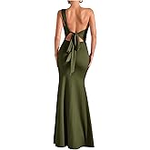 Verdusa Women's One Shoulder Maxi Formal Dresses Tie Backless Wedding Guest Dress Elegant Festival Date Night Outfits