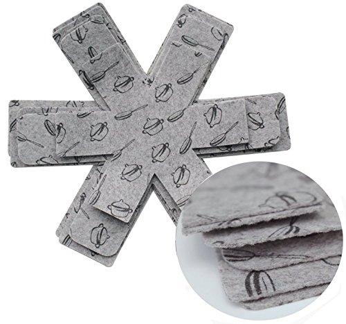 Thick & Large 16 Inches Wide - Gray Print - Luxury Divider Pads to Prevent Scratching, Separate and Protect Surfaces of Your Cookware - for Home and RV(12 Pack and 3 Different Size) - Thumbnail 3