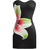 winkbay Women's Floral Mini Tube Top Dress Summer Strapless Bodycon Party Dresses Beach Vacation Clothes
