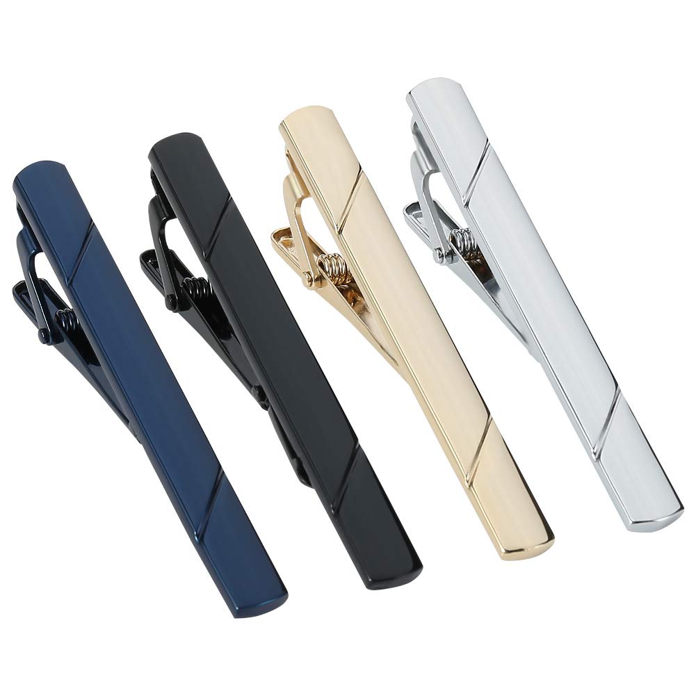 FANCYLEO EU 4 Color Tie Clips Men's Tie Accessories Mens Tie Clip Classic Present Set Necktie Ties Bar Pinch Clips Business Tie for Men