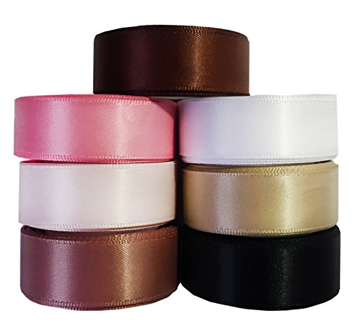 LaRibbons 2017 Fashion Color Pink Memory Series Double Face Satin Ribbon for Craft Gift Wrap â€“ 5/8 inch By 5 Yard 7 Color