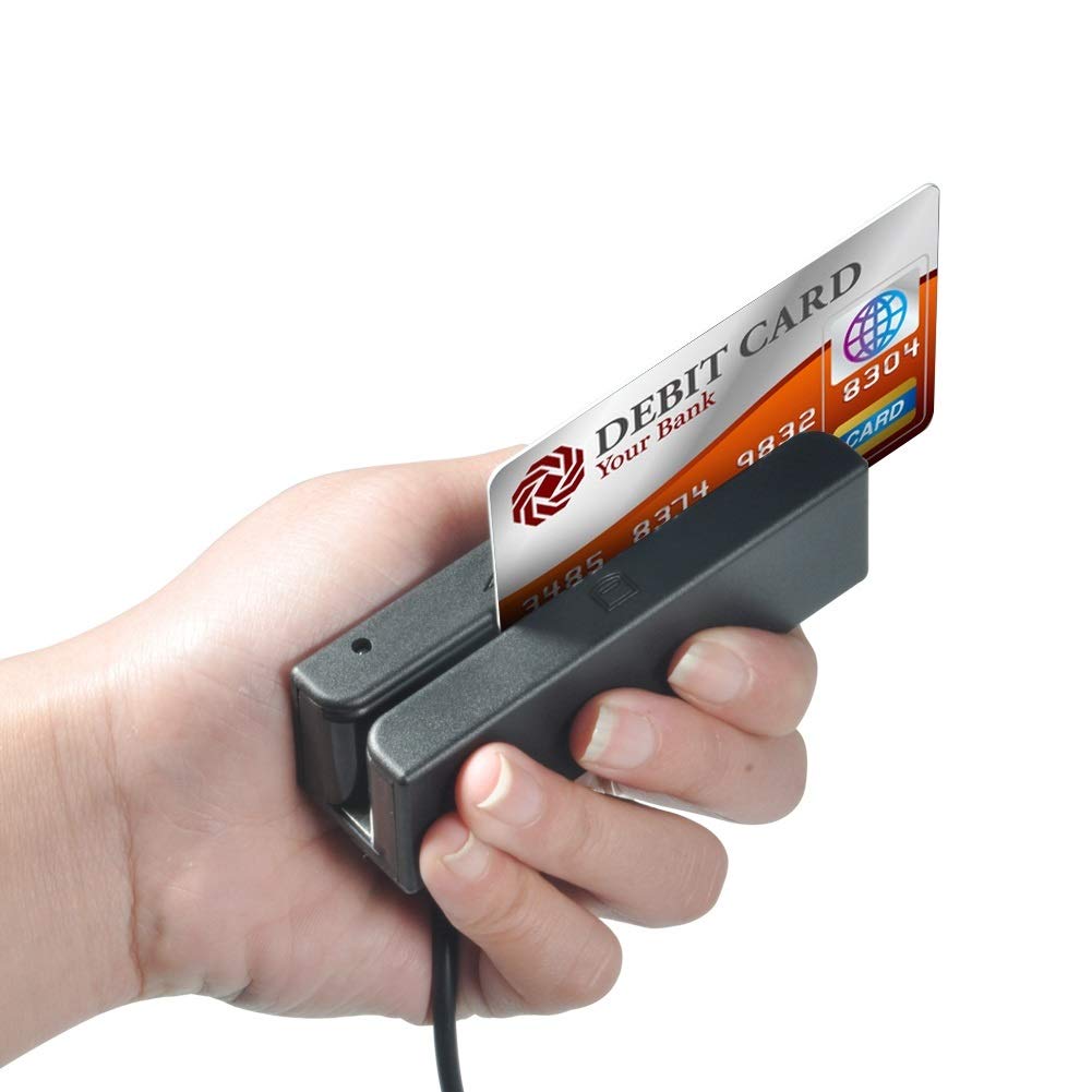 Swipe Card Reader-USB 3 Tracks Magnetic Strip Credit Debit Card Reader Mini Mag Hi-Co Swiper POS MSR90