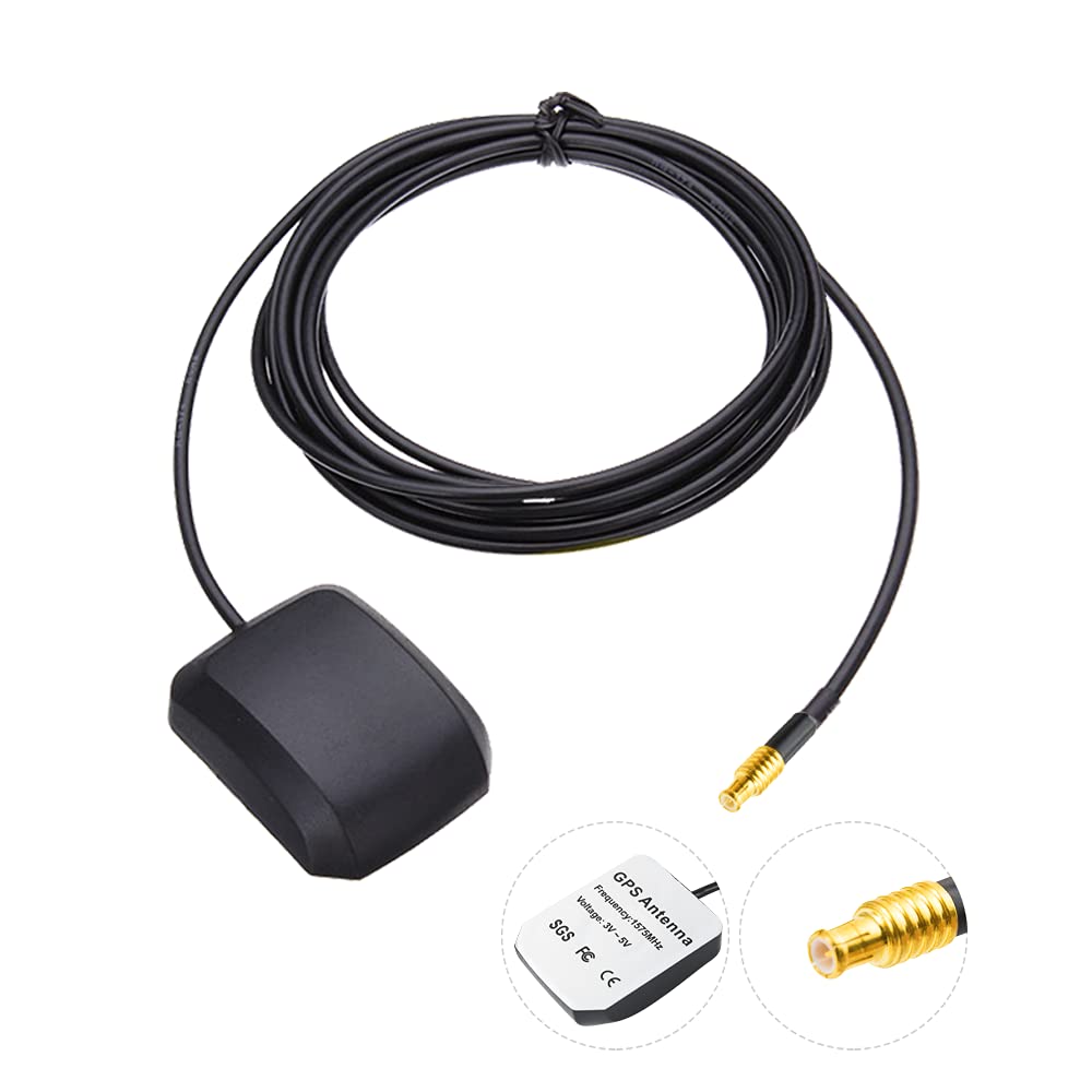 Vecys Car GPS Antenna 1575.42MHz MCX Male Plug Adapter with 3m GPS MCX Antenna Extension Cable RG174 Magnetic Base for Car Vehicles GPS Navigation