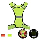 AUOON Reflective Night Running Vest with Adjustable Strap & Breathable Holes, Ultrathin Lightweight Safety Vest with 360&deg; High Visibility for Running, Jogging, Cycling, Hiking, Walking, Yellow