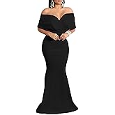 Formal Dresses for Women Cocktail Sexy Off Shoulder Floor Length Long Evening Party Dress with Zipper