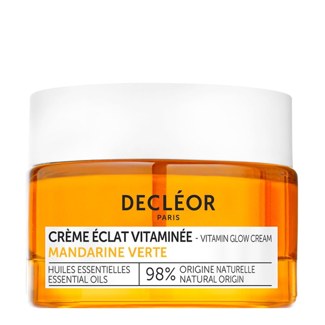 Decléor, Day Cream, Moisturiser, smooths The Appearance of fine Lines, Leaving Skin energised with a Healthy-Looking Glow, with Green Mandarin Essential Oils and Hyaluronic Acid, Vitamin Glow Cream