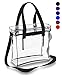 SCKVAOU Clear Stadium Bag Clear Tote Bag Stadium Approved 12 x 12 x 6, with Adjustable Shoulder Strap and Handles (Black)