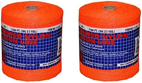 T.W Evans Cordage 11-191 Number-18 Twisted Nylon Mason Line, 1100-Feet, Orange (ะขwo ะ ack)