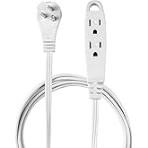 Globe Electric 24302 10ft Medium Duty 3-Outlet Indoor Extension Cord, Grounded, Right Angle Plug, White