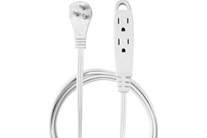 Globe Electric 24302 10ft Medium Duty 3-Outlet Indoor Extension Cord, Grounded, Right Angle Plug, White