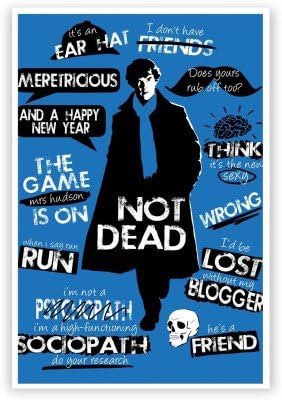 Sherlock Holmes Typography Quotes Inspired From TV Series Poster Fan Art A3 Poster Paper Print(18 inch X 12 inch, Rolled)
