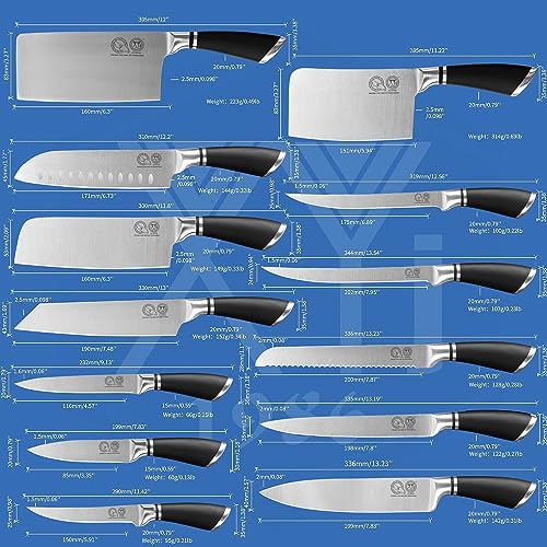 XYJ Knives,Professional Knife Sets for Master Chefs,Chef Knife Set with