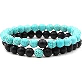 SBI Jewelry Stackable Pawprint Panther Buddha Skull Dragon Bracelets for Women Mens Elastic Turquoise Beaded Stretch Bracelets Jewelry