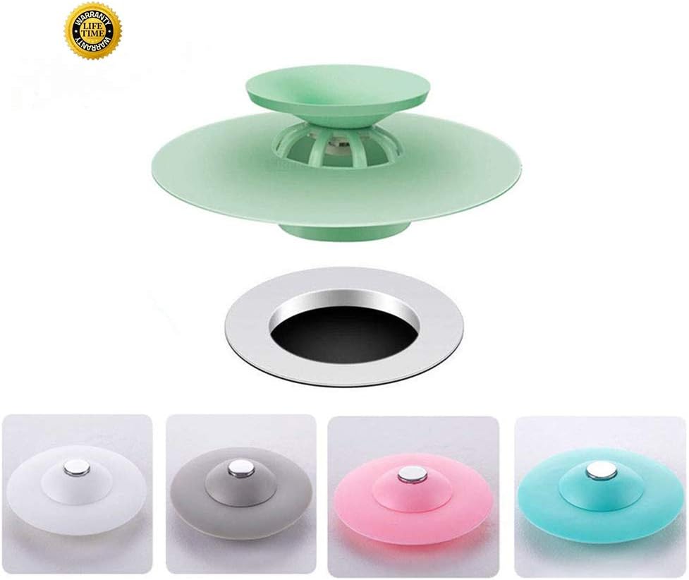 Mribo 5 Packs Trap Hair Catcher Bathtub 2-in-1 Silicone Drain Tub Stopper, Strainers for Floor, Kitchen, Laundry, and Bathroom