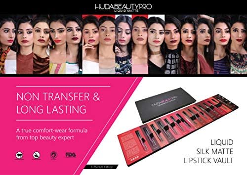 Huda Beauty Pro 9 to 5 Long Lasting Liquid Matte Lipstick Set Of 15 (B)