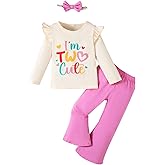 Slanavel Baby Girl I'm Two Cute Outfit Toddler 2nd Birthday Clothes Little Girl Two Years Old Birthday Pants Set