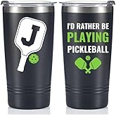 Onebttl Personalized Pickleball Gifts, Pickleball Accessories, Initial Birthday Gifts, Insulated 20oz Stainless Steel Travel Tumbler with Straw and Lid (Initial J)