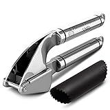 Platinum Products #1 Garlic Press and Peeler Set Stainless Steel Mincer and Silicone Tube Roller FDA Approved Made from the Best Stainless Steel on the Market 18/10 304 Used by Professionals Worldwide