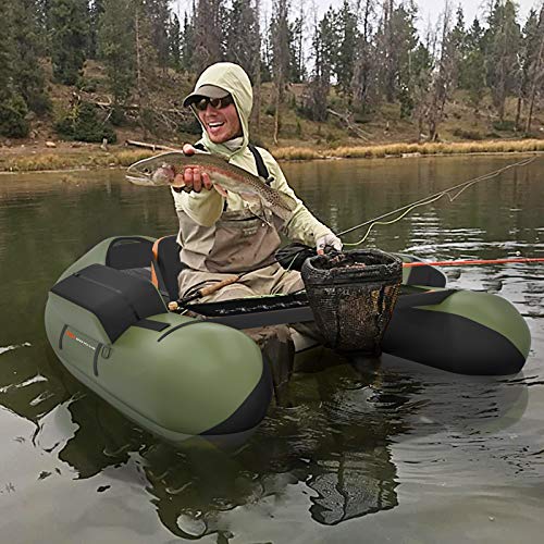 Goplus Inflatable Fishing Float Tube, with Storage Pockets, Fish Ruler