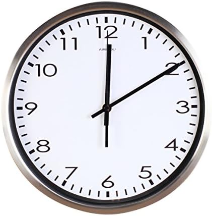Airinou Luckly candy Best Wall Clock Quartz with Home,Office, Classroom Super Silent Wall Clocks Quiet Sweep Decorative Clocks Non Ticking (12Inch, Silver)