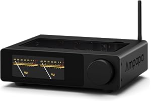Ampapa 2 Channel Bluetooth Amp: HiFi 300W x2 Stereo Amplifier with BT 5.2 | HPF | Digital VU Meter | SUB Pre-Out | TRS Balanced Input | Tone Control & Remote for Home Theater Bookshelf Speakers (D1)