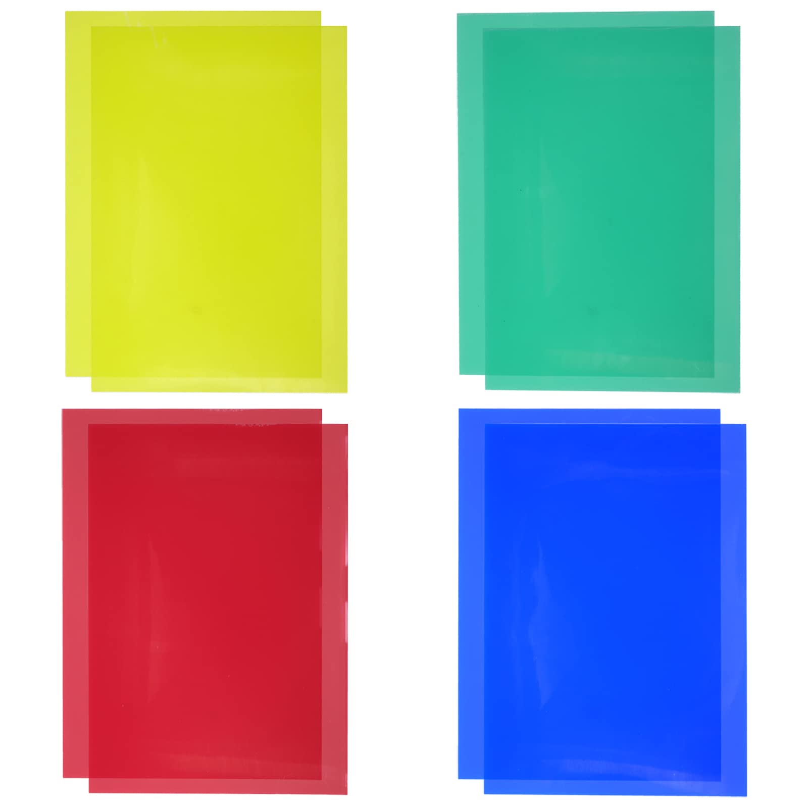 DBOO 8 Pieces Gel Light Filter A4 Transparent Color Film Colored Overlays Transparency Color Film for Photo Sutdio Stage Lighting Dyslexia Reading Aids