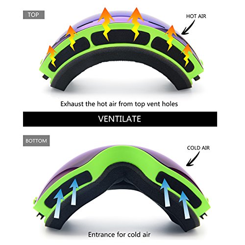 Hongdak Ski Goggles, Snowboard Goggles UV Protection, Snow Goggles Helmet Compatible for men women boys girls kids, Anti fog OTG