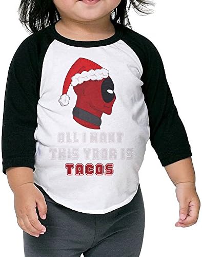 Gary Kids Baseball Raglan Dead Pool Christmas Tshirt Black 5-6 Toddler