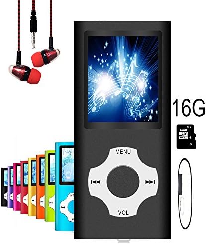 MP3 Player/MP4 Player, Hotechs MP3 Music Player with 16GB Memory SD card Slim Classic Digital LCD 1.82'' Screen with FM Radio, (16G-BLACK-.LX)