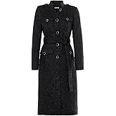 Women Black Tweed Coat Long Autumn/Winter Jacket Business Ladies One-Piece Bright Wire Braided Tweed Jacket