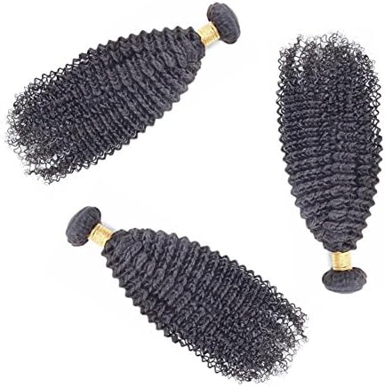 Ballice Hair Kinky Curly Malaysian Virgin Hair 3 Bundles Human Hair Extensions Virgin Hair Weaves Grade 7A Natural Black Color 300g (26 28 28inches)