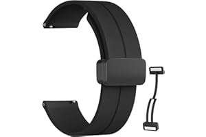 AMZPAS Magnetic Silicone Watch Band for Garmin Venu/Garmin Venu 2 Plus Watch Band, Garmin Venu Sq Band/Garmin Sq 2 Bands, Magnet Folding Buckle Replacement Sport Strap for Men Women
