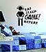 Eat Sleep GAME Repeat Version 2 Quote Decal Sticker Wall Vinyl Art Design Gamer Cool Funny Game Room by Boop Decals