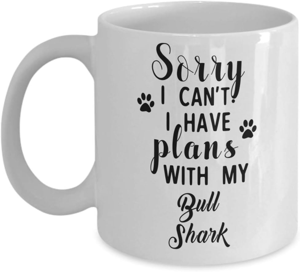 Bull Shark Mug - Sorry I Can't I Have Plans With My - Funny Novelty Ceramic Coffee & Tea Cup Cool Gifts For Men Or Women With Gift Box