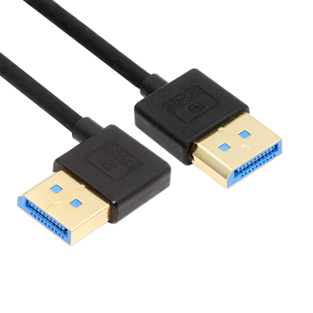 NFHK Ultrafine Left Angled DisplayPort 1.4 DP to DP Cable 8K 60hz Cable Ultra-HD UHD 4K 144hz 90 Degree for Desktop Laptop Monitor 100cm
