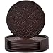 365park Drink Coasters, PU Leather Bar Beer Beverage Coasters for Drinks with Holder, Z006/Coffee, Set of 6 primary
