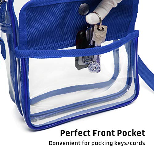 iSPECLE Clear Purse Stadium Approved, Clear Bag Approved for NFL, PGA, NCAA, Adjustable 4.92ft Shoulder Strap for Crossbody Bag, Blue