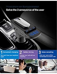 Randconcept Auriculares inalámbricos Bluetooth manos libres con auriculares profesionales con tarjeta TF SD MP3 reproductor de música, transmisor de radio FM de 2 puertos USB, adaptador de cargador de coche para Android e iOS
