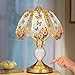 Collections Etc Floral Butterflies Glass Shade 3-Light Touch Lamp - 16 1/2