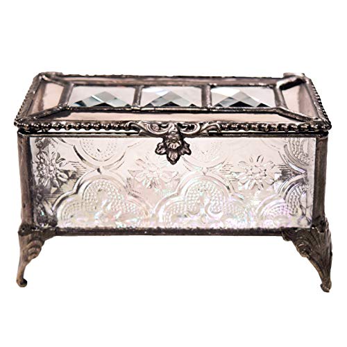 Vintage Glass Box Jewelry Trinket Keepsake Display Decorative Clear and
