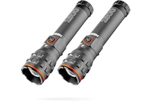 NEBO 1500 Lumen 2-Pack Flashlight | USB-C Rechargeable LED, 4 Light Modes, 3X Zoom, 14 Hour Run Time, IPX7 Waterproof, Smart 