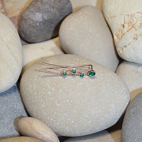 Emerald EAR CLIMBER Rose Gold // Emerald Bar Stud - Minimalist Earring - Emerald Ear Cuff - Post Earrings - Ear Sweep - Earcuff