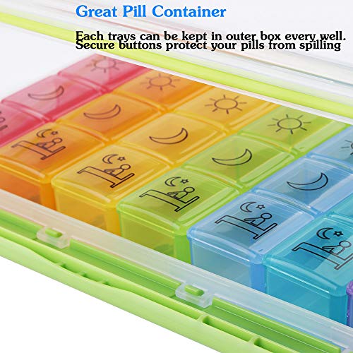 Weekly Pill Organizer, Fullive Daily Large Pill Case Box, 4 Times 7 Day Pill Container, Travel Medicine Organizer with Moisture-Proof Design for Vitamins Fish Oil Supplement - Thumbnail 7