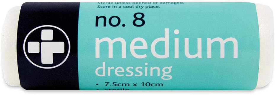 Reliance Medical No.8 White Medium Dressing Pack of 10 - Sterile, Low Adherent