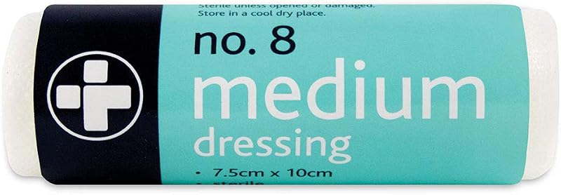 Reliance Medical No.8 White Medium Dressing Pack of 10 - Sterile, Low Adherent