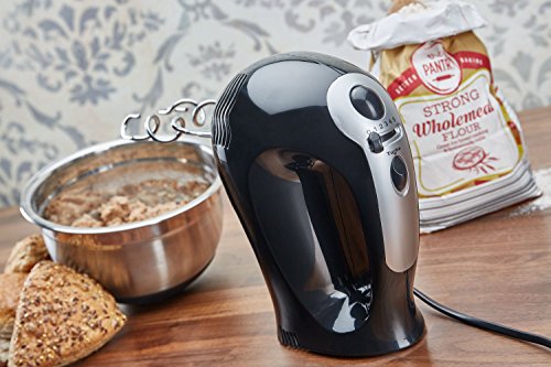 Andrew-James-Leistungsstarker-300-Watt-Handmixer-Handrhrgert-in-Schwarz-mit-Chromschlgern-Schneebesen-und-Teighaken-5-Geschwindigkeiten-Turbo-Funktion-2-Jahre-Garantie
