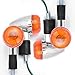 Astra Depot 4x Amber Lens Chrome Housing Bullet Front Rear Turn Signal Blinker Indicator Light For Motorcycle Street Standard Custom Bike Cruiser Bobber Chopper